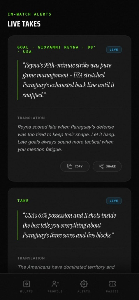 World Cup Wingman App Screenshot